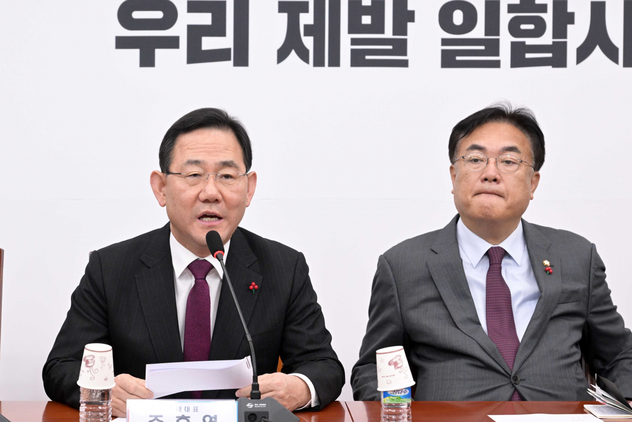 주호영 국민의힘 원내대표가 8일 오전 서울 여의도 국회에서 열린 비상대책위원회의에 참석해 발언하고 있다. 이상섭 기자