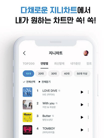지니뮤직은 사용자의 음악 취향에 따라 맞춤 서비스를 이용할 수 있도록 개선한 ‘지니 플랫폼 업데이트 버전’을 공개했다. [지니뮤직 제공]