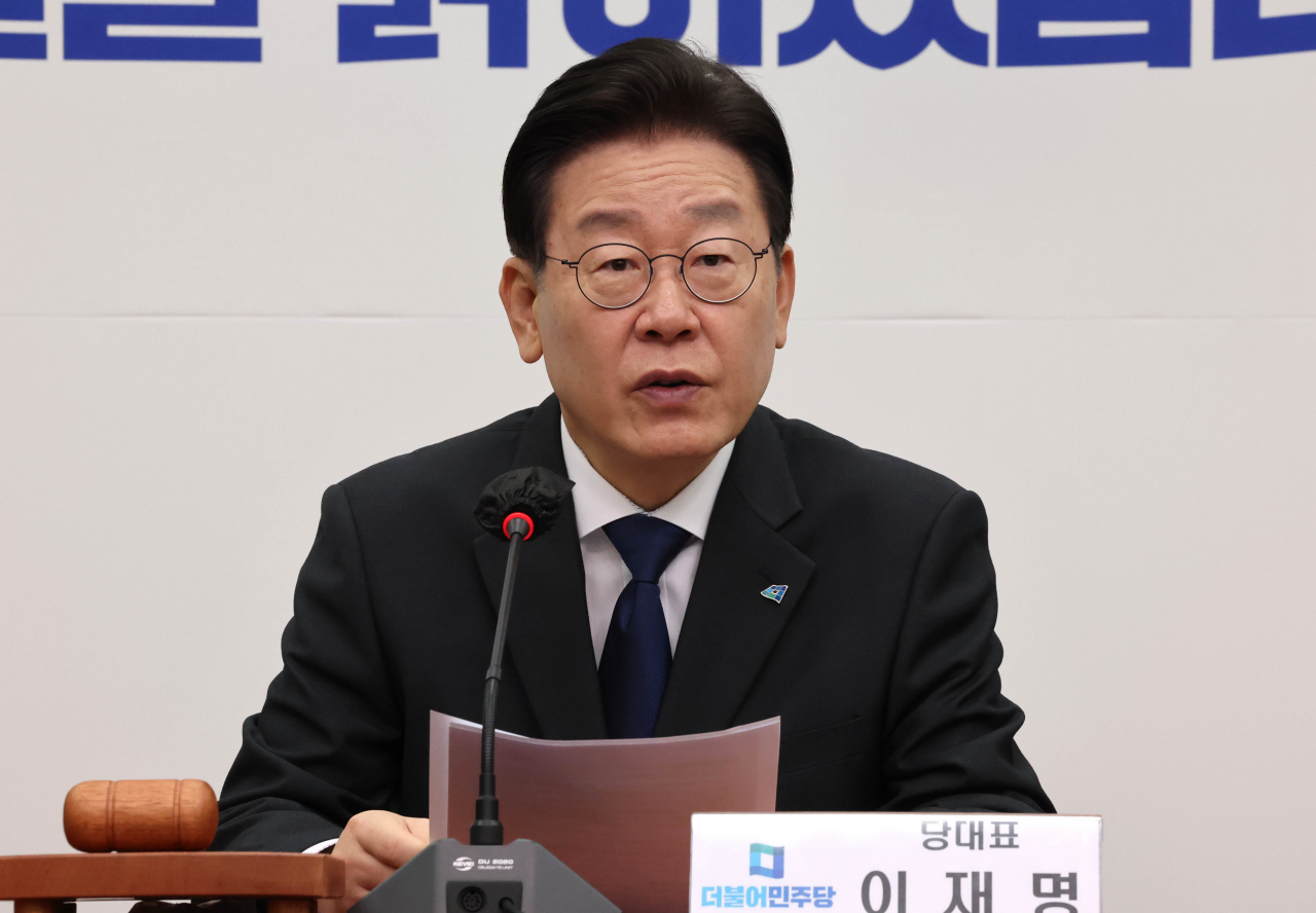 이재명 더불어민주당 대표가 9일 국회에서 열린 최고위원회의에서 발언하고 있다. [연합]