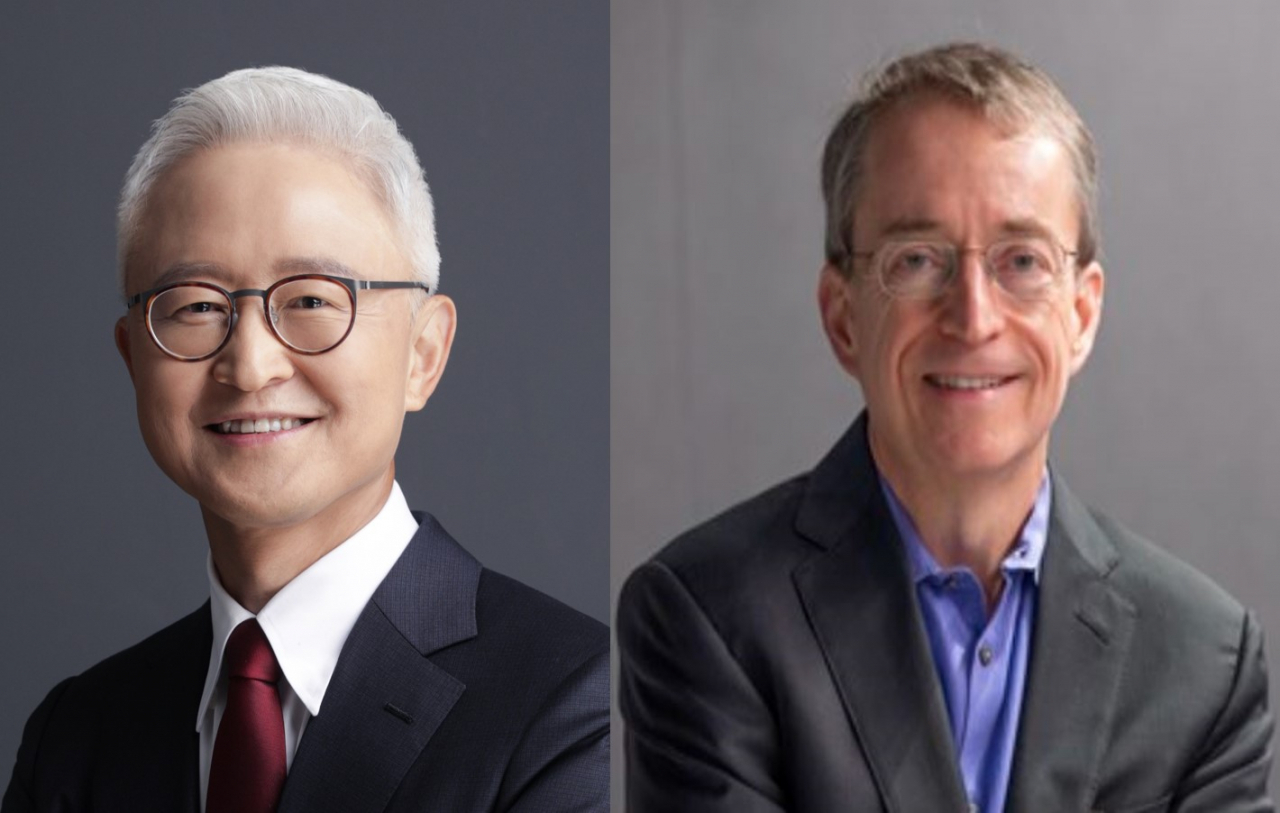 경계현(왼쪽) 삼성전자 DS부문 사장과 팻 겔싱어 인텔 최고경영자(CEO) [각사 제공]