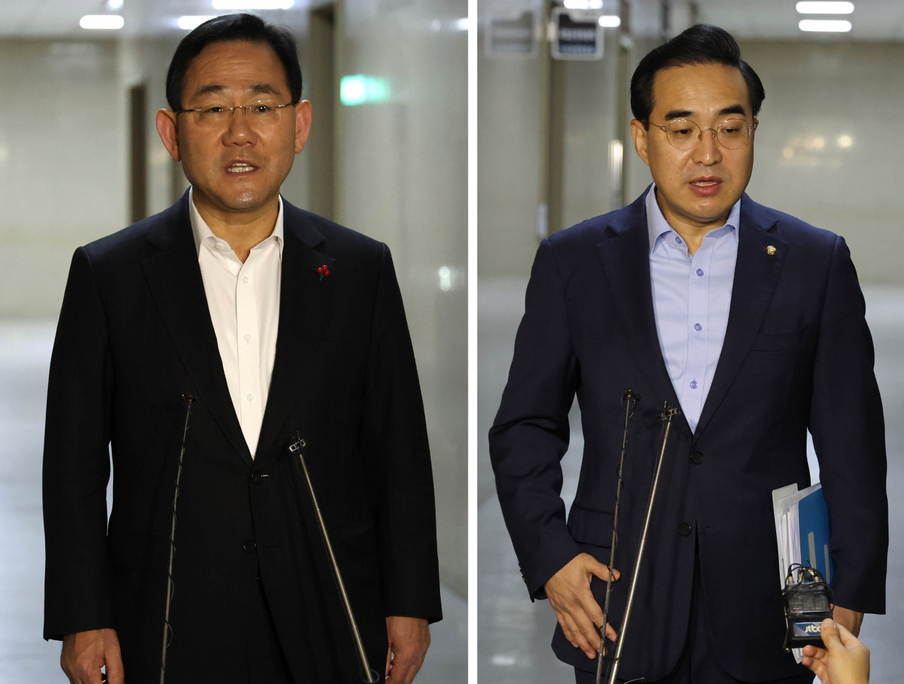 국민의힘 주호영 원내대표(왼쪽)와 더불어민주당 박홍근 원내대표. [연합]