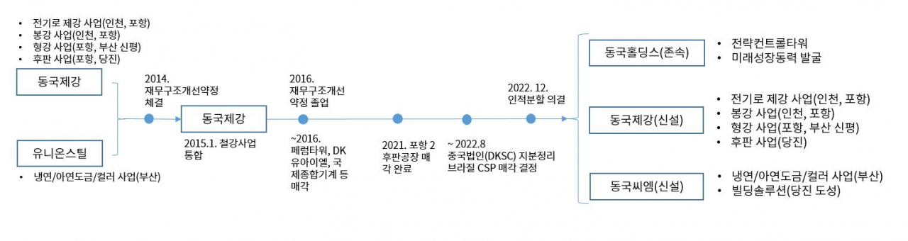 동국제강 인적분할 전후 사업구조. [동국제강 제공]
