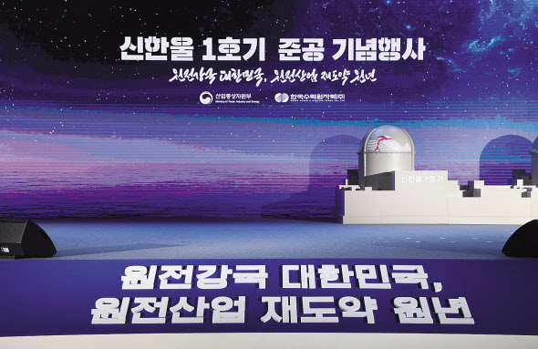대한민국 27번째 원자력발전소이자 국내 최초로 핵심설비를 국산화한 신한울 1호기가 14일 경북 울진 신한울원전 부지에서 준공식 기념행사를 갖고 본격적인 가동에 들어갔다. [한국수력원자력 제공]