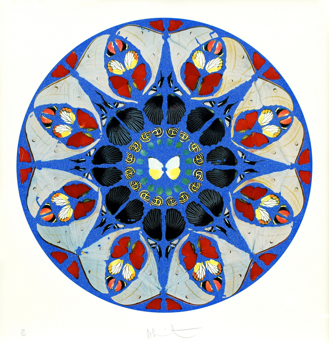데미안 허스트, Psalm Deus, Deus meus, 스크린프린트에 다이아몬드 더스트, 글레이즈, 60&times;60cm, 2010 [헤럴드옥션 제공]