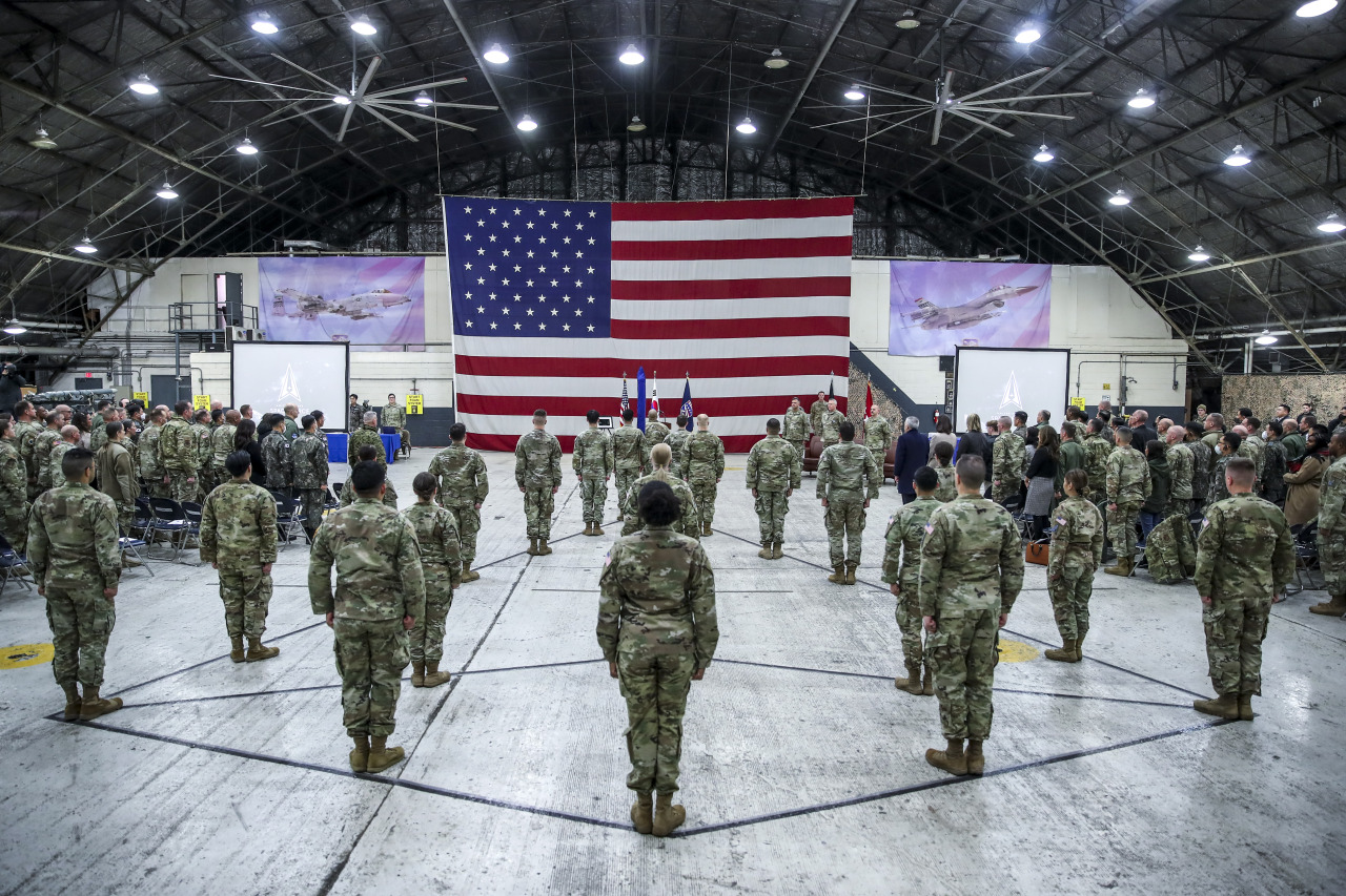 US Forces Korea Commander Gen. Paul LaCamera presides over the ceremony activating the US Space Forces Korea held on Wednesday at Osan Air Base in the city of Pyeongtaek, Gyeonggi Province, 65 kilometers south of Seoul. (Joint Press Corp-Yonhap)