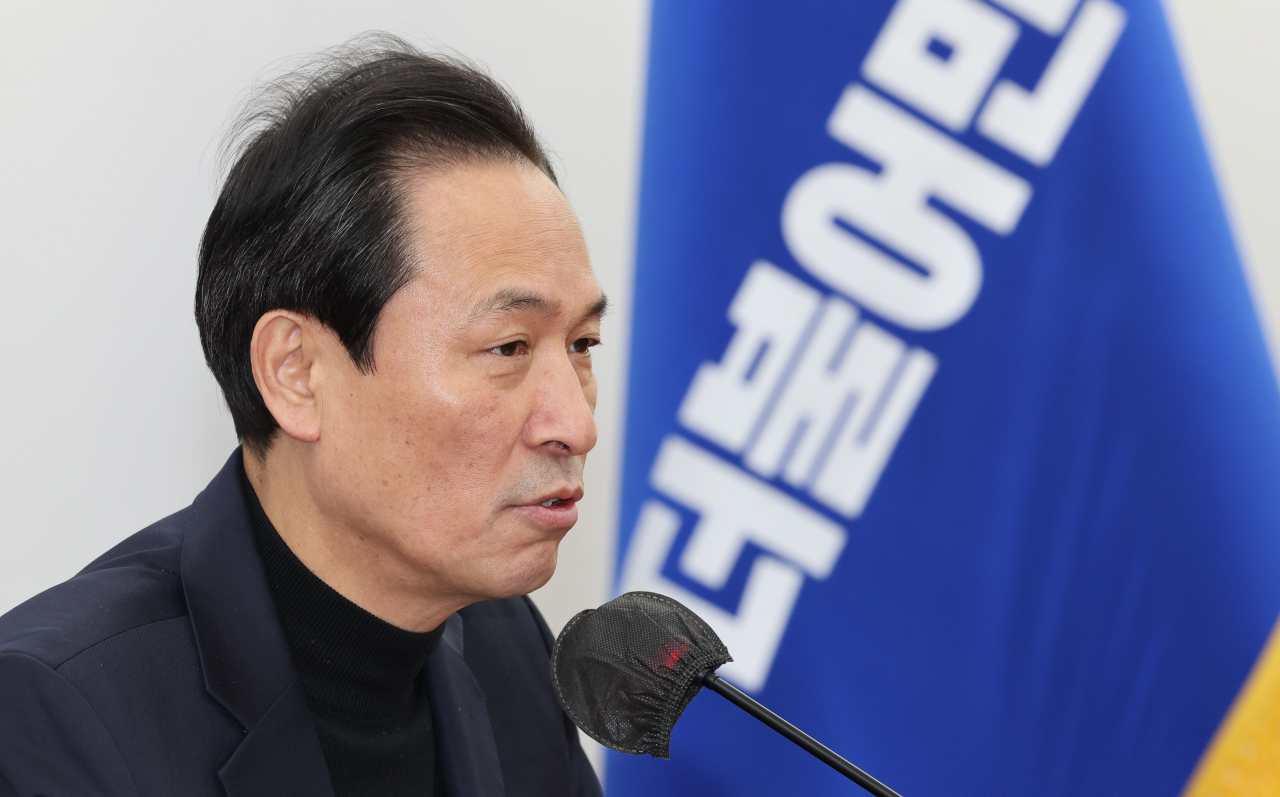 국정조사특위 위원장인 더불어민주당 우상호 의원이 18일 오후 서울 여의도 국회에서 기자간담회를 하고 있다. [연합]