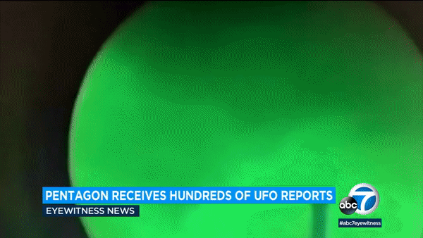미 국방부가 미확인 비행물체(UFO) 사례로 접수 받은 영상 중 일부다. 지난 16일(현지시간) 국방부 산하 UFO 전담 조직은 지난 7월 출범 이후 한 첫 보고에서 접수받은 수백건 사례 중 아직 외계인과 관련된 건 없다고 밝혔다. [ABC7 유튜브채널]