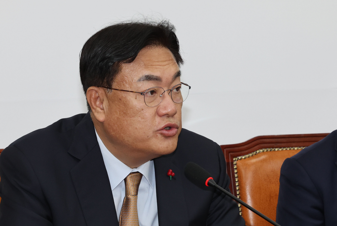 정진석 국민의힘 비상대책위원장이 19일 오전 서울 여의도 국회에서 열린 비상대책위원회의에서 발언하고 있다. [연합]