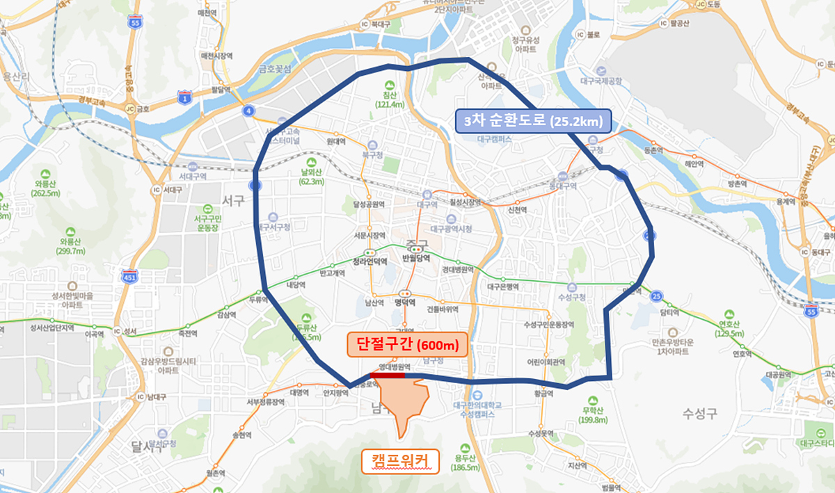 대구 3차 순환도로 위치도.[대구시 제공]