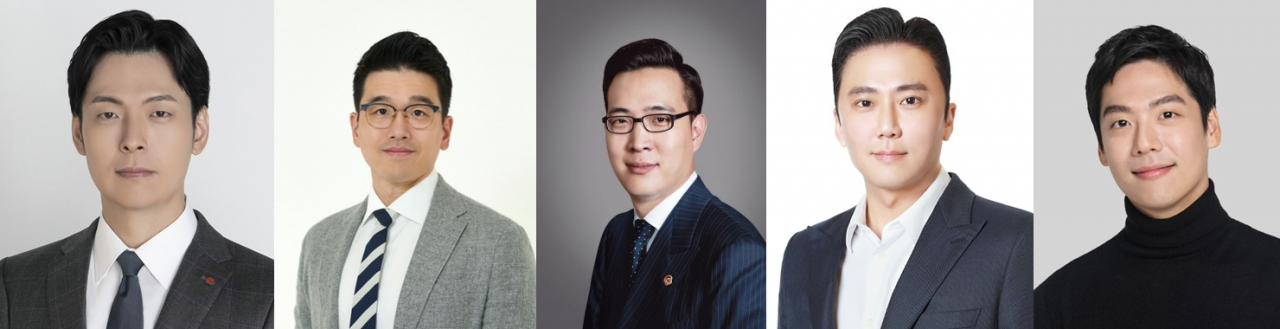 최근 인사에서 승진 또는 주요 보직을 맡은 유통업계 오너 3세들. 왼쪽부터 신유열 롯데케미칼 기초소재사업 상무, 이선호 CJ제일제당 식품성장추진실장(경영리더), 김동선 한화솔루션 갤러리아부문 전략본부장(전무), 홍정혁 BGF 신사업개발실장(사장), 담서원 오리온 경영관리담당 상무.[각사 제공]