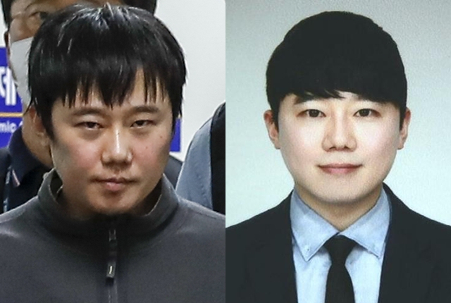 '신당역 살인 사건'으로 구속된 전주환. 왼쪽은 검거 이후 찍힌 사진이고 오른쪽은 신상공개를 통해 공개된 증명사진.