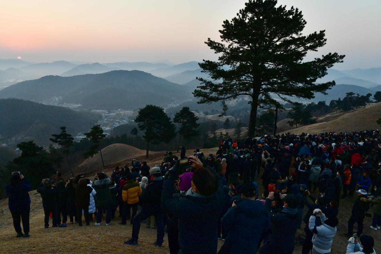 고령 지산동 고분군에서 열린 새해 첫 해맞이 전경.[고령군 제공]