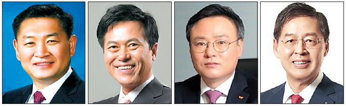 한종희(왼쪽부터) 삼성전자 부회장, 박정호 SK하이닉스 부회장, 장동현 SK 부회장, 신학철 LG화학 부회장. [각 사 제공]