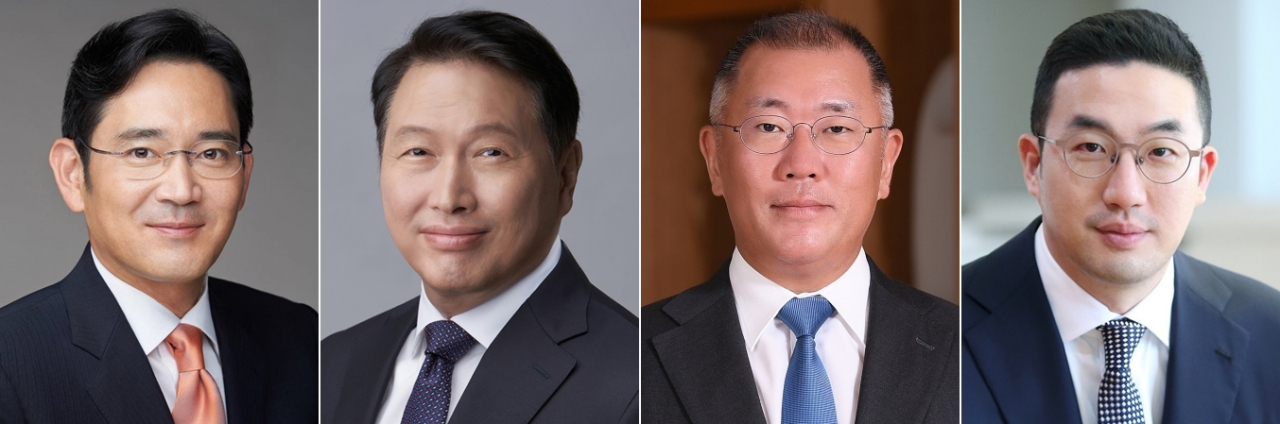 사진 왼쪽부터 이재용 삼성전자 회장, 최태원 SK그룹 회장, 정의선 현대차그룹 회장, 구광모 LG그룹 회장. [각 사 제공]
