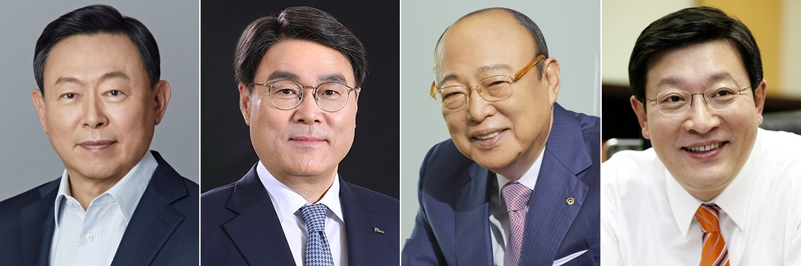 사진 왼쪽부터 신동빈 롯데그룹 회장, 최정우 포스코그룹 회장, 김승연 한화그룹 회장, 허태수 GS그룹 회장. [각 사 제공]