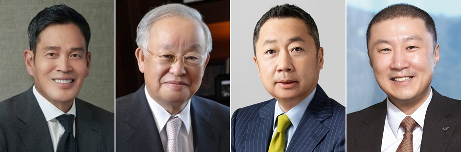 사진 왼쪽부터 정용진 신세계그룹 부회장, 손경식 CJ그룹 회장, 박정원 두산그룹 회장, 구자은 LS그룹 회장. [각 사 제공]
