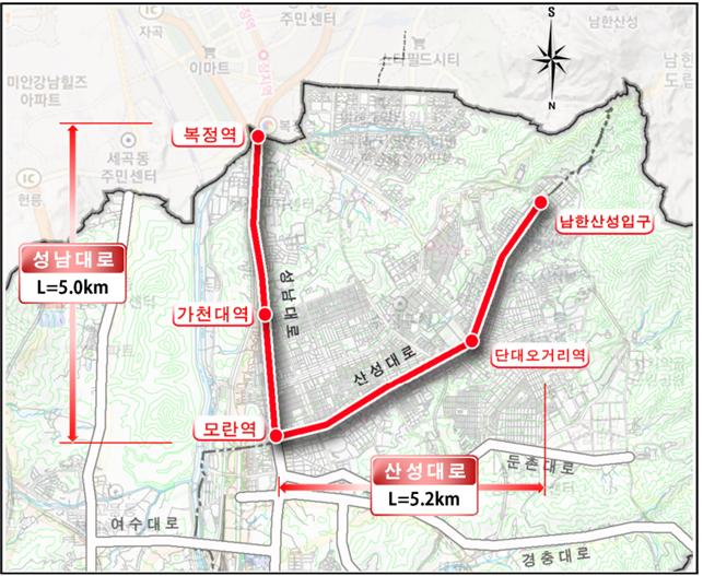 ‘성남~복정 광역BRT’ 노선도. [국토부]