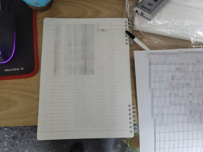 경찰이 퇴폐 마사지업소에서 압수한 장부. [충북경찰청 제공]