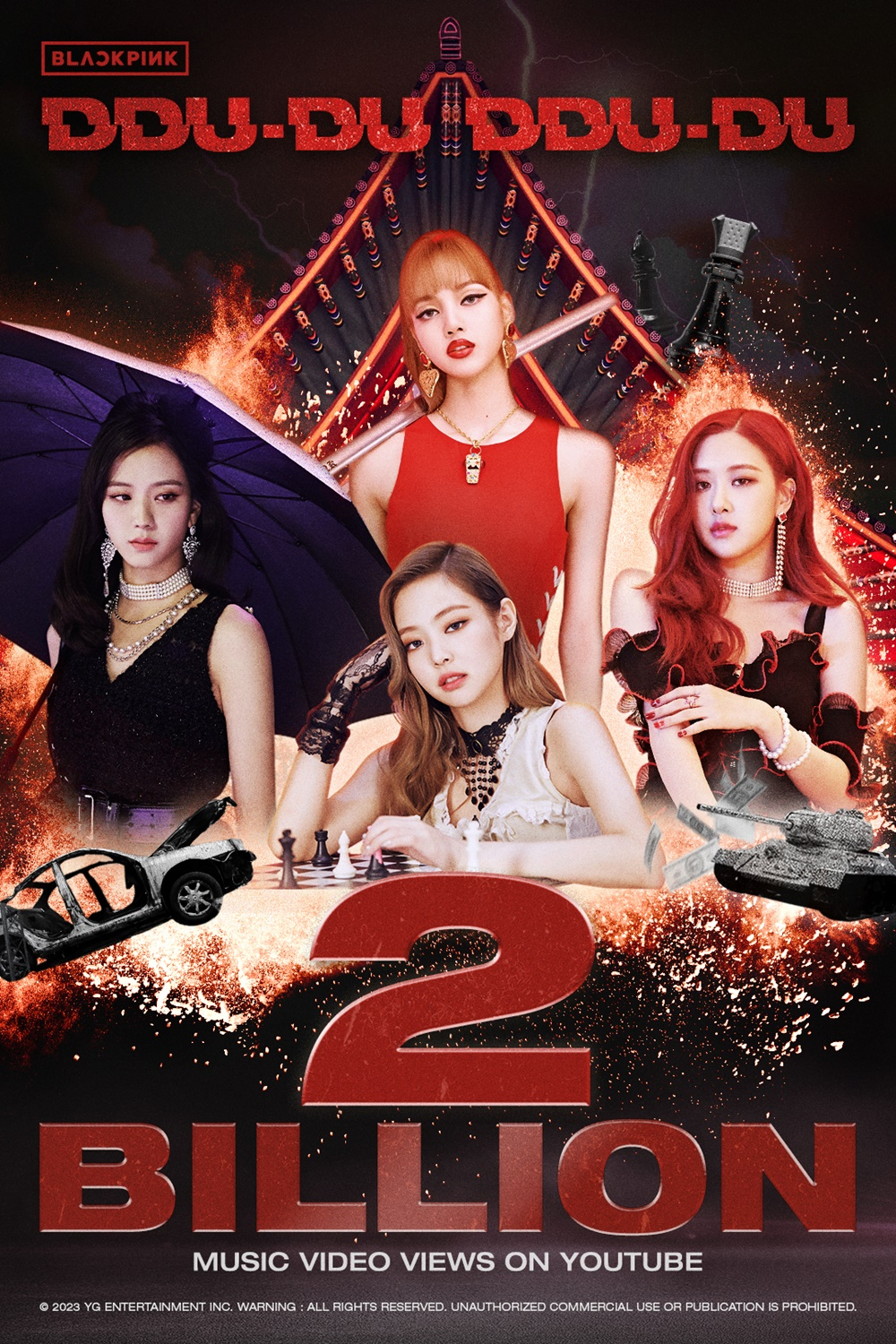 걸그룹 블랙핑크의 '뚜두뚜두'(DDU-DU DDU-DU) 뮤직비디오 유튜브 조회 수가 20억 뷰를 돌파했다고 소속사 YG엔터테인먼트가 4일 밝혔다. 사진은 블랙핑크 '뚜두뚜두' 뮤직비디오 20억 뷰 돌파 기념 이미지. [연합]