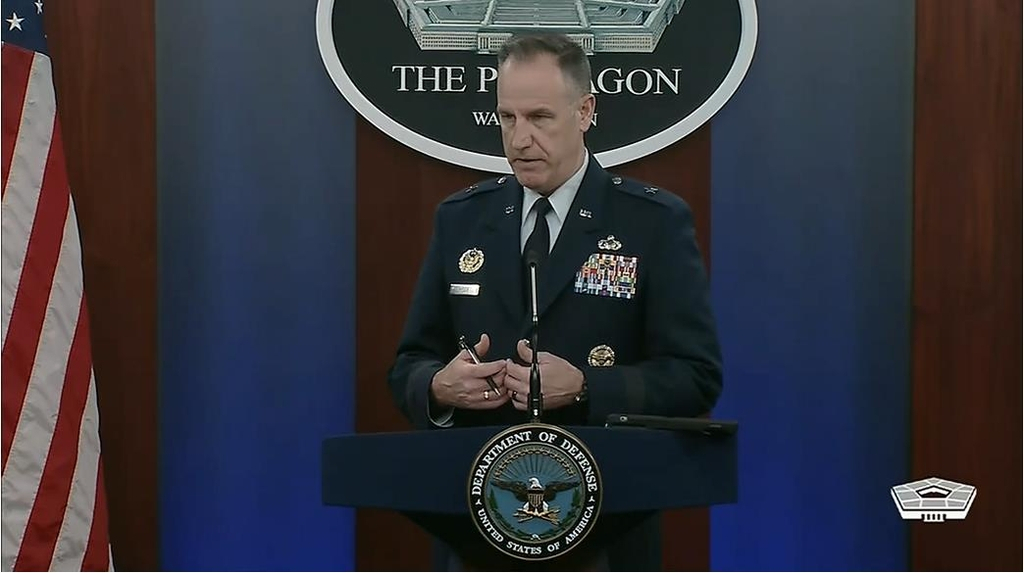 US Department of Defense spokesperson Brig. Gen. Pat Ryder is seen answering questions during a daily press briefing at the Pentagon in Washington on Thursday in this captured image. (Pentagon, Washington)