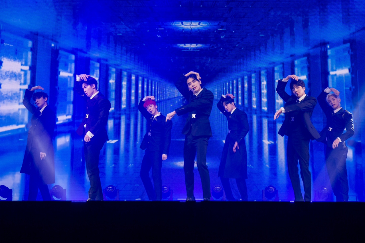 SF9 holds a media showcase for the group's 12th mini album, "The Piece Of9," Monday at Yes24 Live Hall in eastern Seoul. (FNC Entertainment)