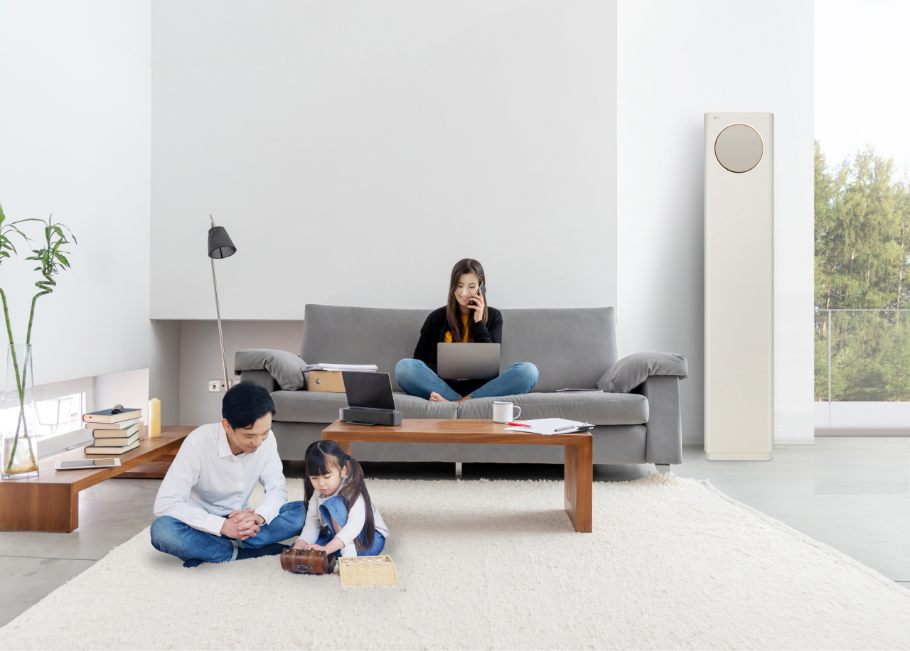 19일 출시되는 2023년형 ‘LG 휘센 오브제컬렉션 타워에어컨’ [LG전자 제공]