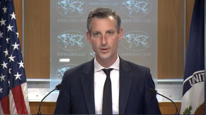 Department of State Press Secretary Ned Price is seen speaking during a daily press briefing at the department in Washington on Tuesday in this captured image. (Washington)