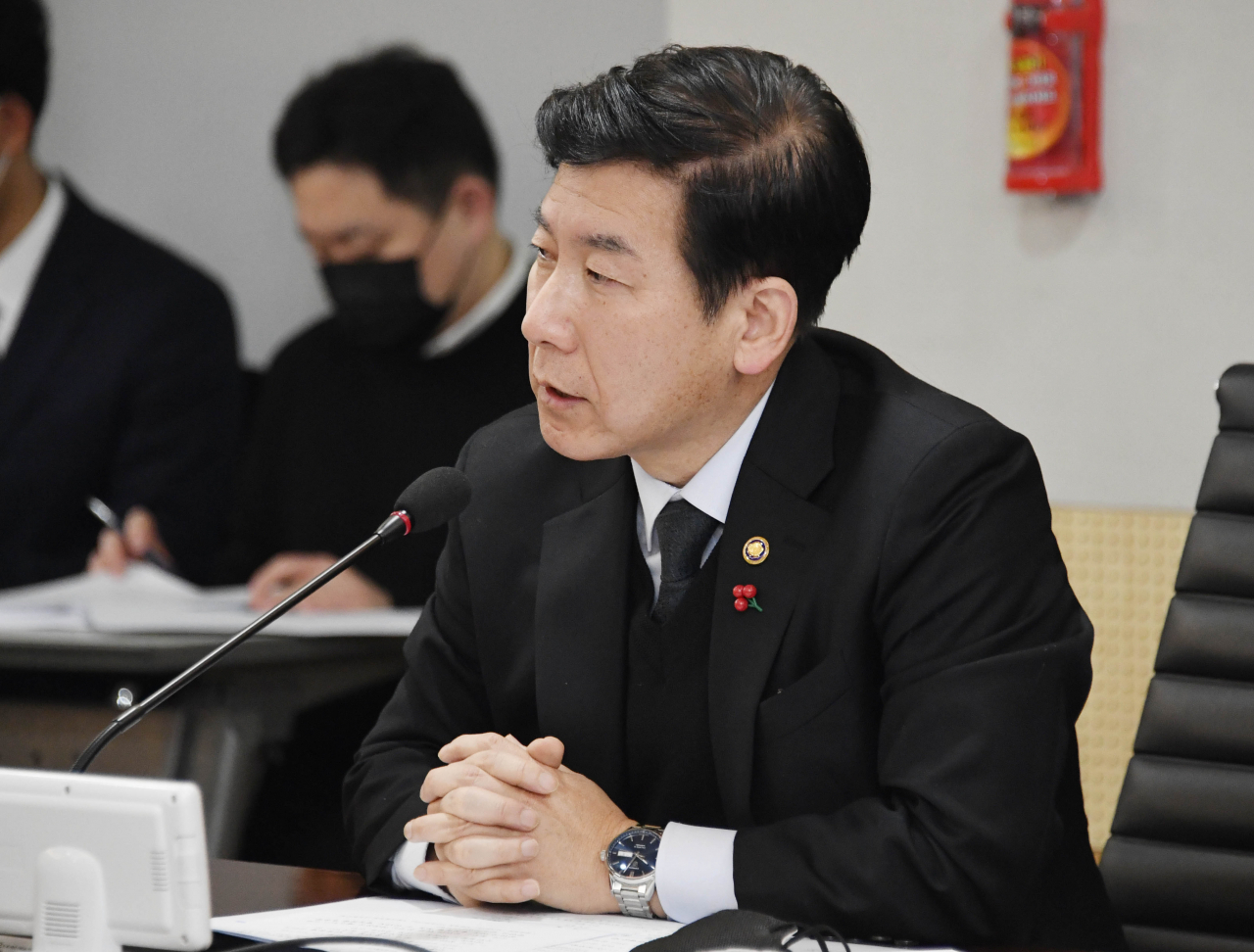 최상대 기획재정부 제2차관이 27일 서울 중구 한국재정정보원에서 열린 ‘제1차 공공기관 투자집행 점검회의’를 주재, 모두발언을 하고 있다.[기획재정부 제공]