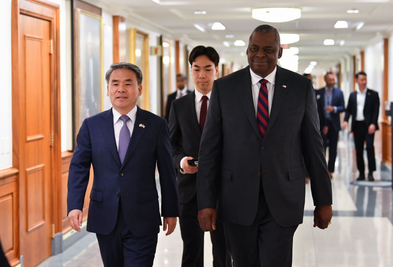 이종섭 국방부 장관과 로이드 오스틴 미국 국방부 장관은 31일 한미 국방장관회담을 개최하고 대북정책 공조와 확장억제 실행력 제고 방안 등을 논의한다. 오스틴 장관은 30일 오후 한국을 찾을 것으로 알려졌다. 자료사진. [헤럴드DB]