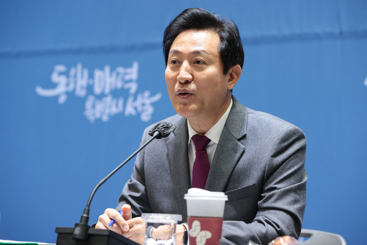 오세훈 서울시장이 30일 오전 서울시청에서 신년 기자간담회를 열고 있다. [연합]