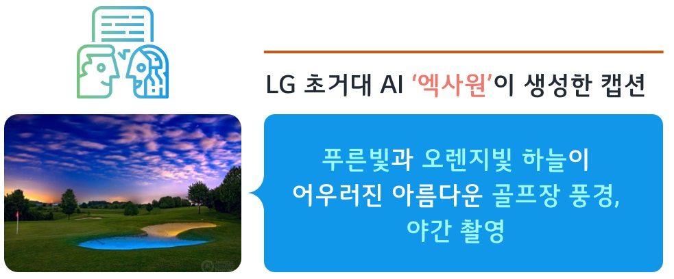 LG의 초거대 멀티모달 AI 엑사원이 생성한 캡션 모습 [LG AI 연구원 제공]