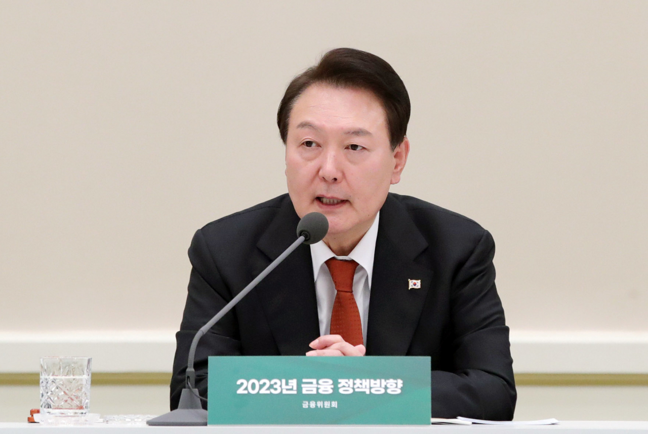 윤석열 대통령이 지난달 금융위원회 업무보고에서 발언하는 모습 [연합]