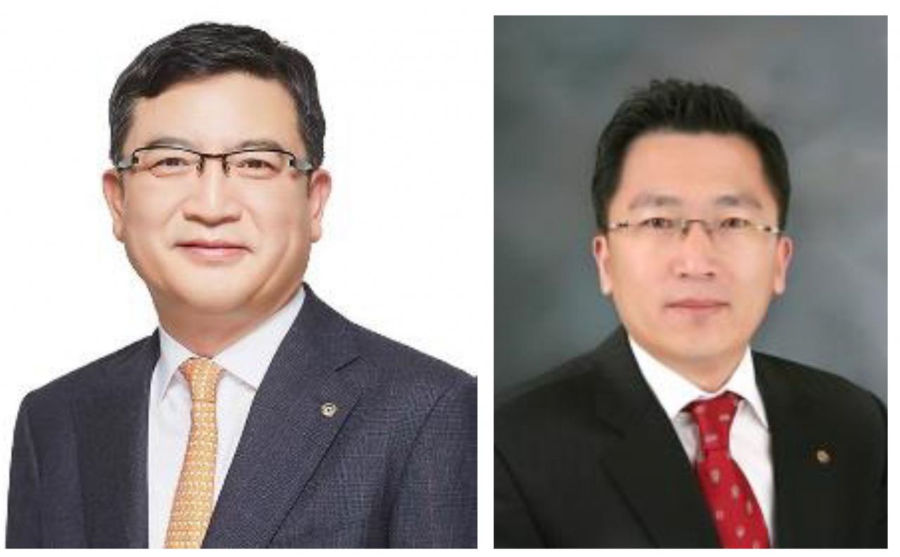 강성수(왼쪽) 신임 한화저축은행 대표와 나채범 신임 한화손해보험 대표