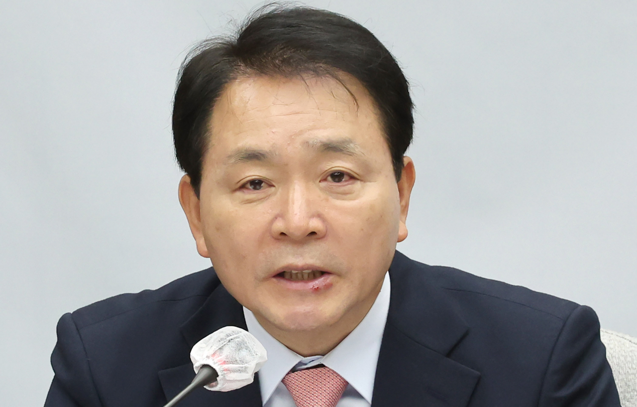 성일종 국민의힘 정책위의장이 31일 오전 국회에서 열린 원내대책회의에서 발언하고 있다. [연합]