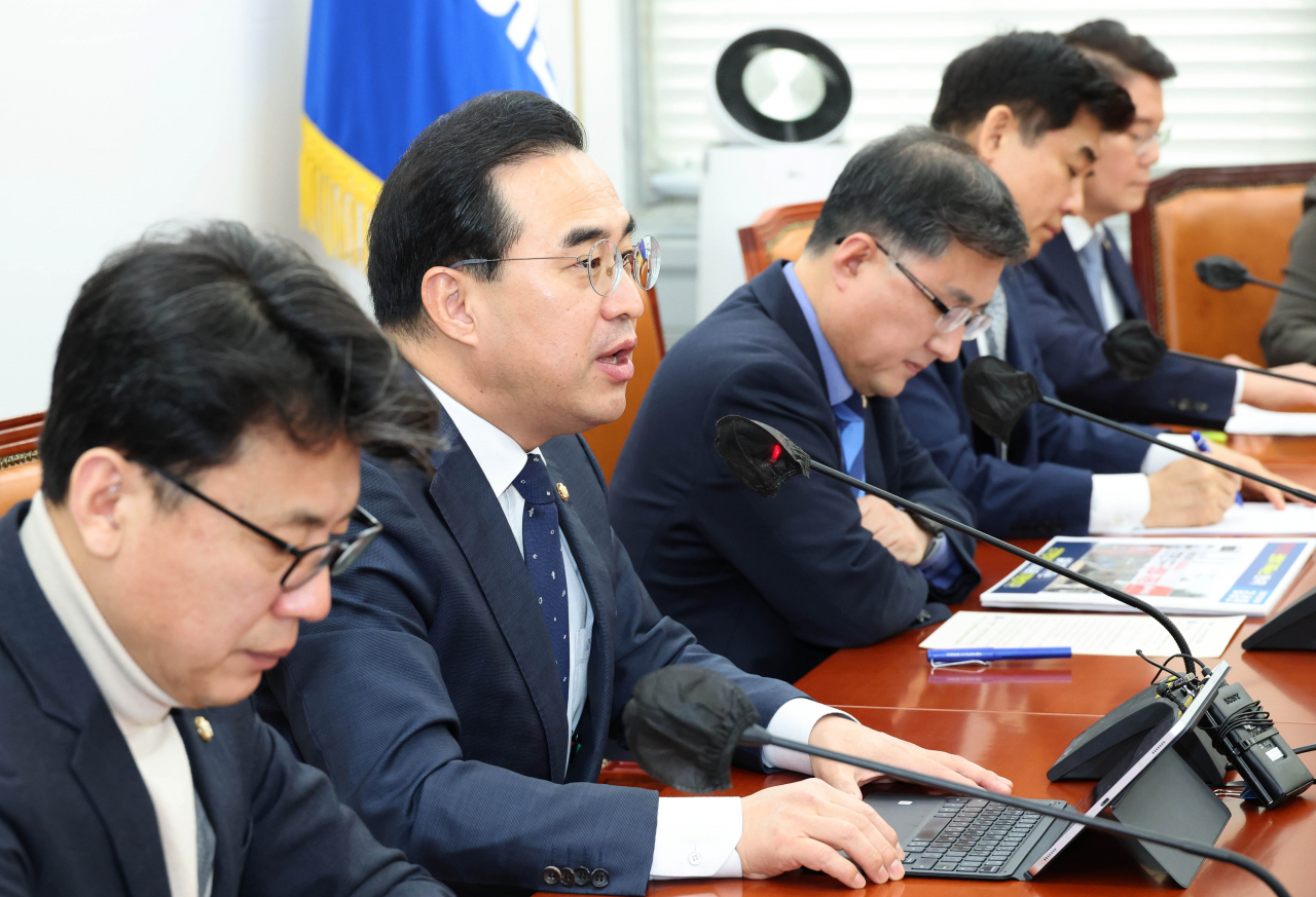 박홍근 더불어민주당 원내대표가 2일 국회에서 열린 정책조정회의에서 발언하고 있다. [연합]