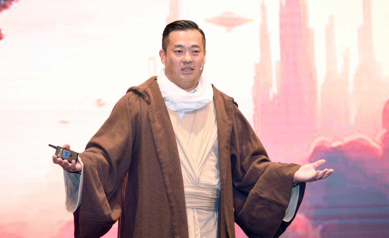 이한주 베스핀글로벌 대표가 2일 서울 양재동 엘타워에서 열린 기자간담회에서 사업 현황 및 비전을 발표하고 있다. [베스핀글로벌 제공]