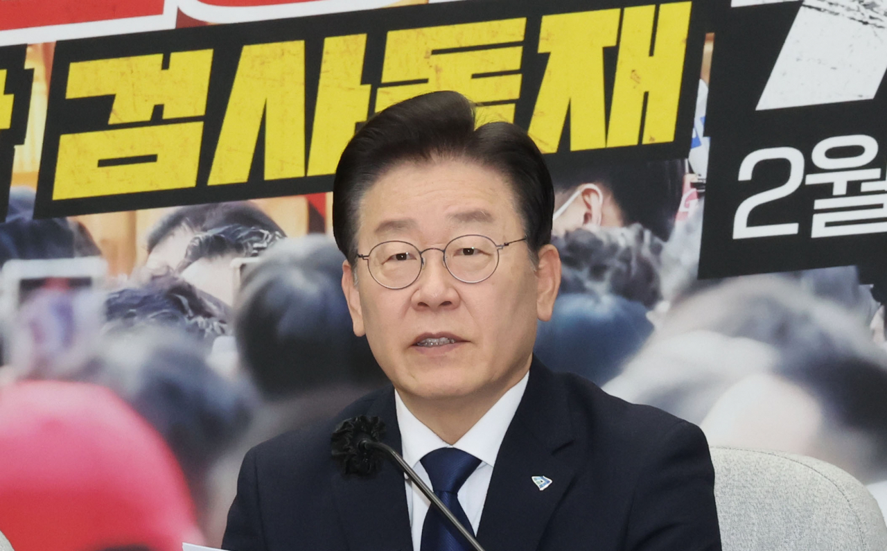 이재명 더불어민주당 대표가 3일 오전 서울 여의도 국회에서 열린 확대간부회의에서 발언하고 있다. [연합]