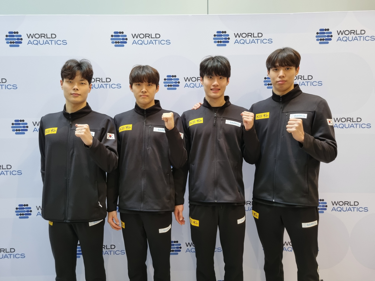 AG대비 특별전략 육성 선수단. 왼쪽부터 이호준, 김우민, 황선우, 양재훈./수영연맹 제공