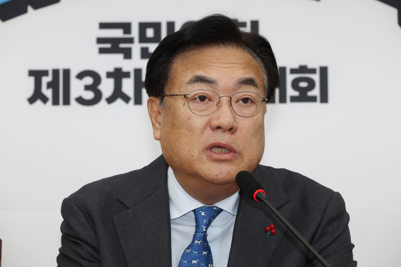 정진석 국민의힘 비상대책위원장이 6일 오전 국회에서 열린 비상대책위원회의에서 발언하고 있다. [연합]