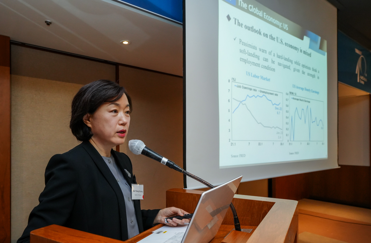 서영경 한국은행 금융통화위원이 7일 오전 그랜드 하얏트 서울 호텔에서 진행된 주한미국상공회의소 특별간담회에서 발언하고 있다. [주한미국상공회의소 제공]