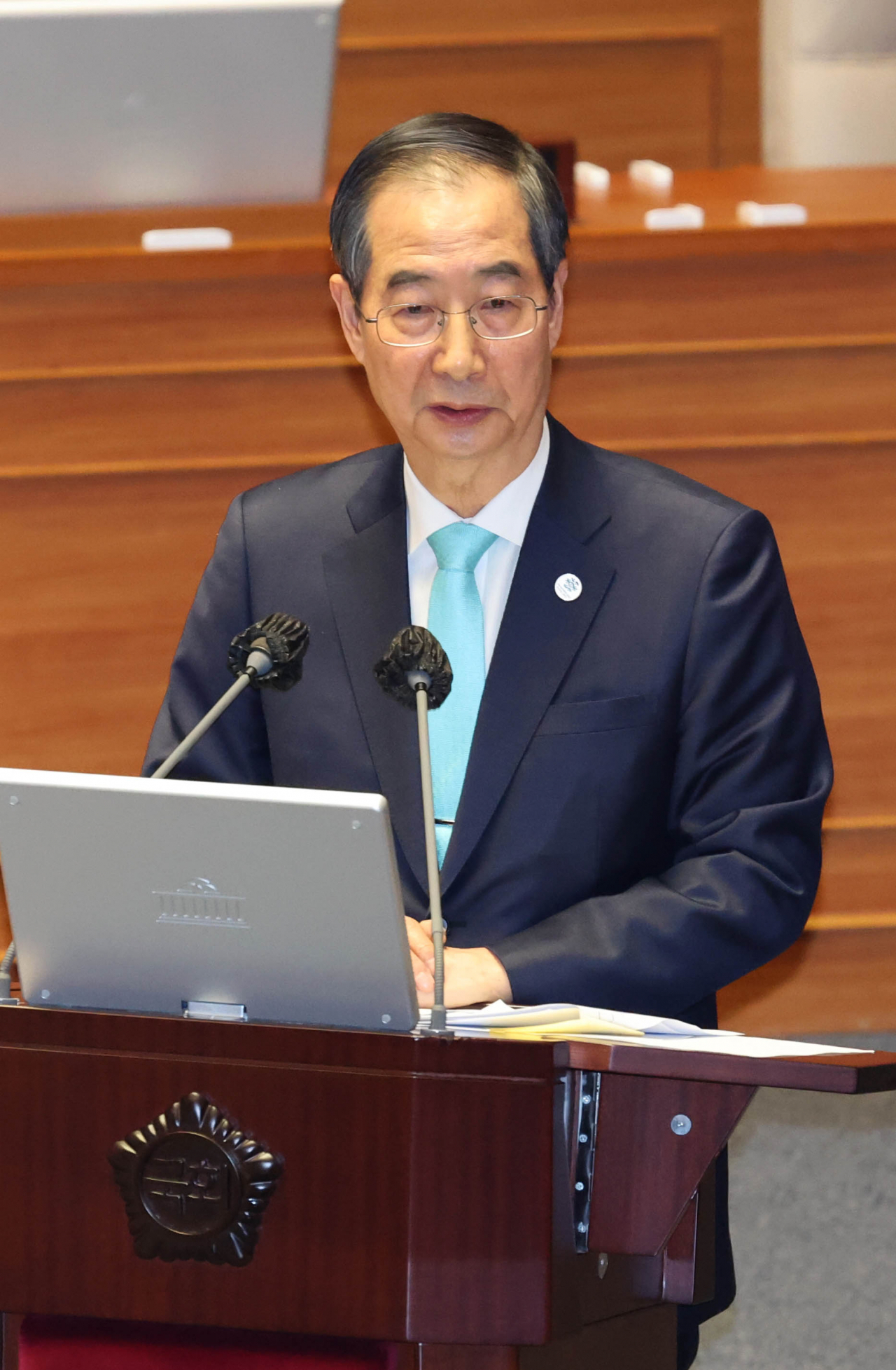 한덕수 국무총리가 7일 오후 열린 국회 경제분야 대정부 질문에서 의원들의 질문에 답변하고 있다. [연합]