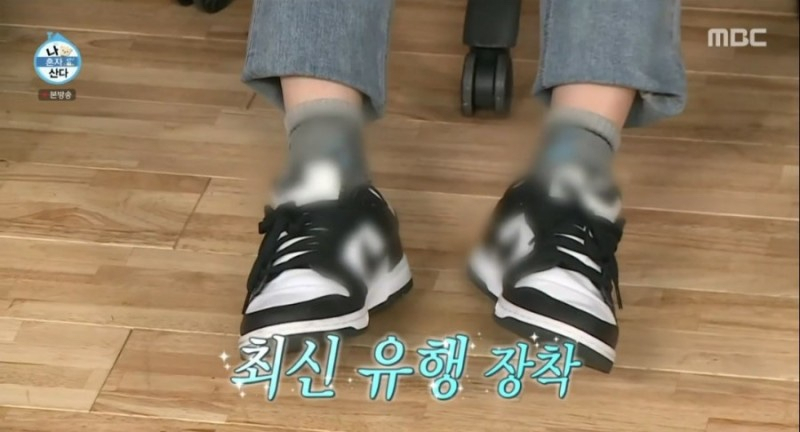 가수 화사가 배우 김광규에게 선물한 나이키 판다 덩크. [MBC '나 혼자 산다' 방송분 캡처]