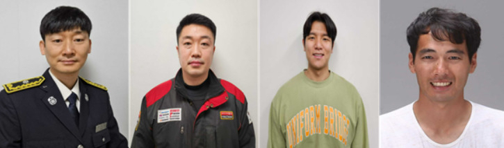 포스코히어로즈에 선정된 김형학(왼쪽부터), 김인철, 박화영, 신용성 씨. [포스코 제공]