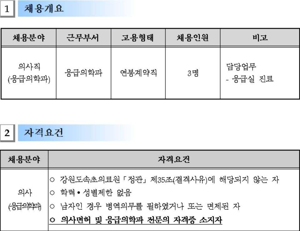 [속초시의료원 채용공고 캡쳐]
