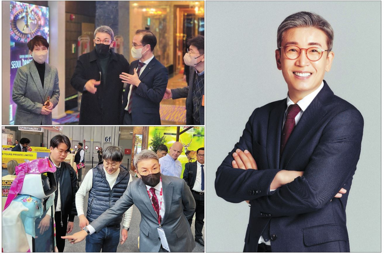 관광기업 지원사업은 벤처기업 창업 성공과 한국창업진흥협회 회장으로 스타트업 기업 지원을 해온 이재환 한국관광공사 부사장(오른쪽)의 전문 분야여서 기대를 모으고 있다. 왼쪽 사진들은 여러가지 관광기업 지원 활동.
