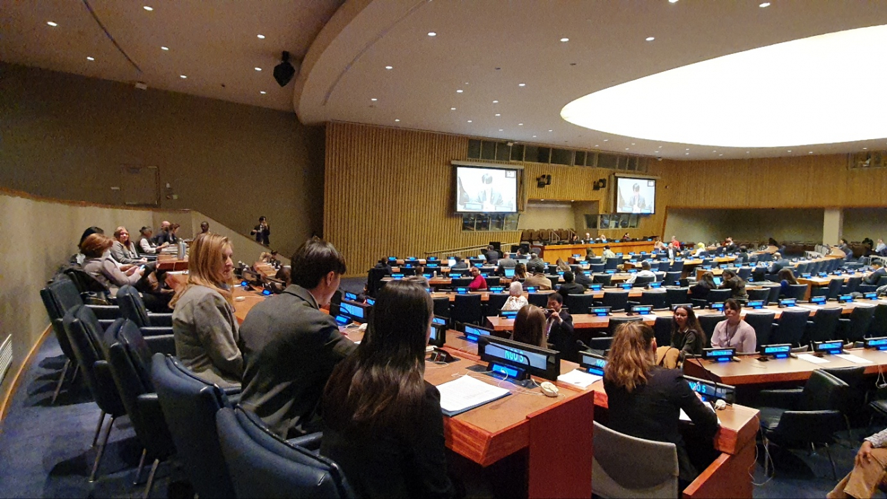 A side event hosted by the Blue Tree Foundation at the 61st Session of the United Nations Commission for Social Development is held at the UN headquarters in New York, Monday. (Blue Tree Foundation)