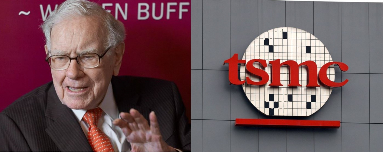 워런 버핏 버크셔 해서웨이 회장과 TSMC 로고[AP, 로이터]