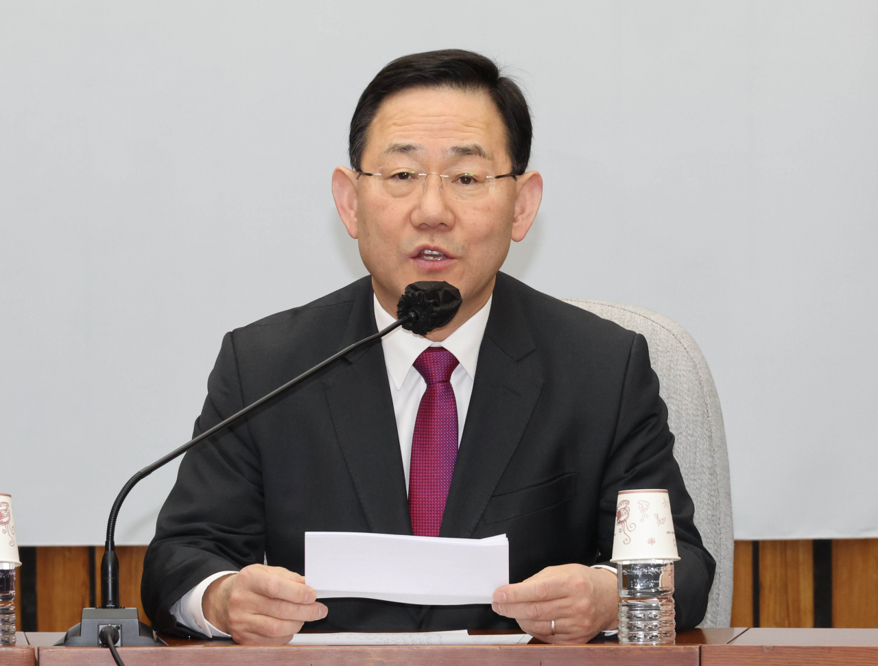 주호영 국민의힘 원내대표가 17일 국회에서 열린 원내대책회의에서 발언하고 있다. [연합]