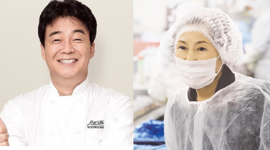 백종원(왼쪽) 더본코리아 대표. 오른쪽 사진은 배우 김혜자씨가 '혜자 도시락' 재출시를 앞두고 도시락 공장을 직접 방문한 모습. [각사 제공]