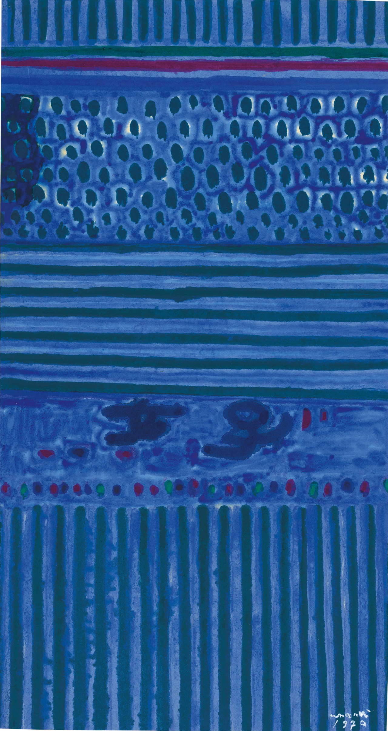 김환기, 무제, mixed media on Korean paper, 57&times;31cm,1970 [케이옥션 제공]